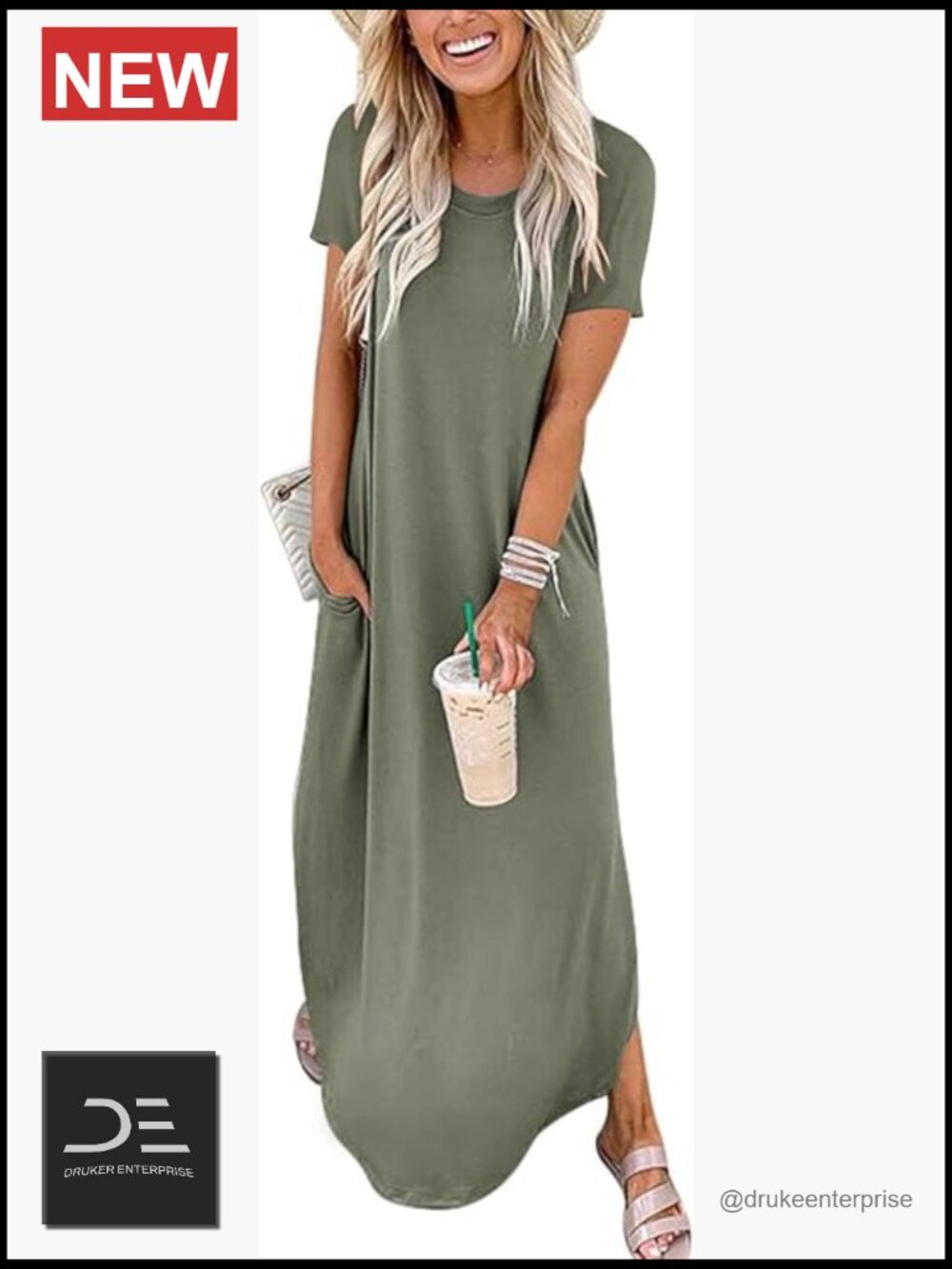 Rayon Polyester Elastane Maxi Dress Short Sleeve Casual Beach Sundress